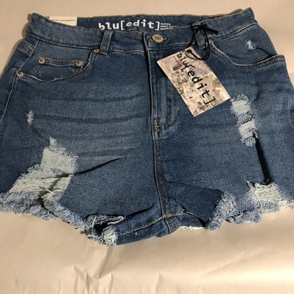 Blu Edit Jean Shorts Super High Rise Shortie - Picture 1 of 6